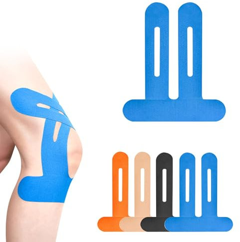 20PCS Elastisches Physio Tape, 2025 Neu Kinesiologie Tape, Precut Kinesiology Tape For Knees Wasserfestes & Elastisches Physio Tap Kinesiologie Tape für Knieschmerzen für Sport (Blau*10)