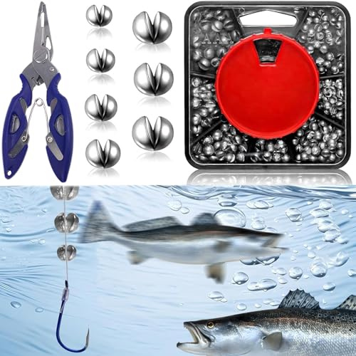 SGFNXB 180PCS Split Shot Fishing Weights With Pliers And Compartment Box, 7-Way Dispenser Fishing Tackle Set, Round Shape For Carp And Coarse Angling, Durable Split Shot For All Conditions