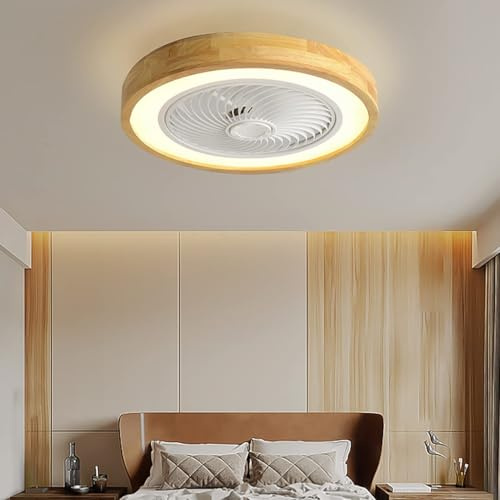 Luyaim Deckenventilator mit Lampe & Fernbedienung - Holzdesign, leise, dimmbar, Reversible Luftrichtung - 72W für Schlafzimmer, Wohnzimmer, Esszimmer