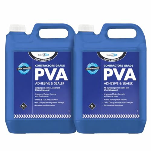 Contractors Grade PVA Adhesive & Primer White 5L – Multi-Purpose Bonding, Sealing & Priming Solution (2 Pack)