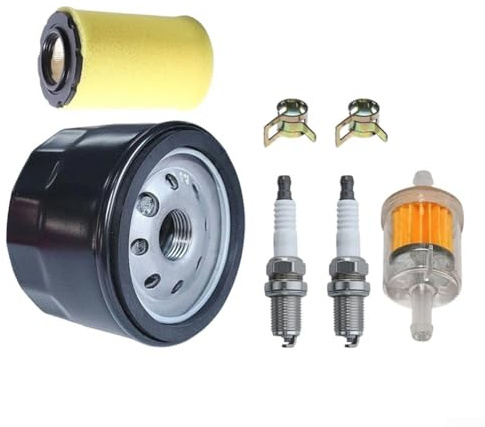 Qualoramall Kit filtro aria e cambio olio per trattore da giardino YTA18542 YTA22V46 D100 sostituisce 796031 591334 492932 parti di manutenzione, nero giallo