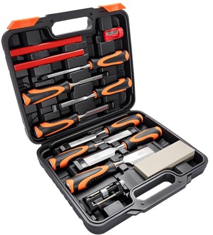 EVERGOODS 13PC Woodworking Tools Set CR-V Steel Carving Kit | 13pcs woodworking tool kit with CR-V steel tools, sharpening stone & storage case, for carving, carpentry and DIY projects.
