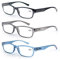 MODFANS 3 Pack Lesebrille 3.5 Herren/Damen,Gute Brillen,Hochwertig,Rechteckig,Komfortabel,Super Lesehilfe,fur Manner und Frauen,Schwarz-Blau-Grau