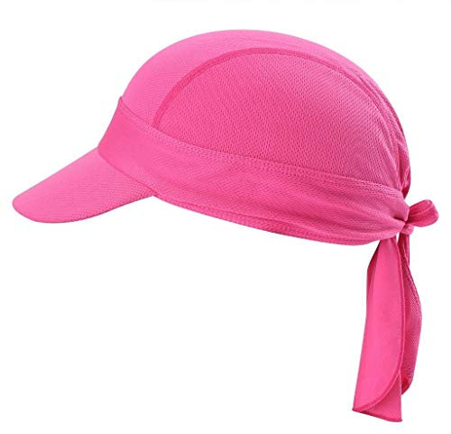 Arcweg Bandana Cap Kopftuch Mit Schirm Atmungsaktiv Pirat Kappe UV Schutz Verstellbar Bikertuch Radsport Mützen Schnelltrockned Rosa