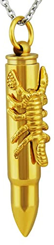 Hanessa Personalisierte Kette mit Gravur Edelstahl 50 cm mit Anhänger Patronenhülse Skorpion in gold - Personalisierte Halskette für Männer und Frauen - Personalisierter Schmuck Damen Herren