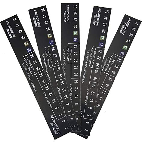 MAGT Bierthermometer, 5 Stück Haften auf Bierthermometer LCD Doppelpack Bierthermometer zur Messung der Biertemperatur von Wein und Bier