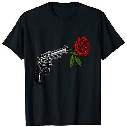 Ein Revolver mit einer Rose für Waffenliebhaber T-Shirt