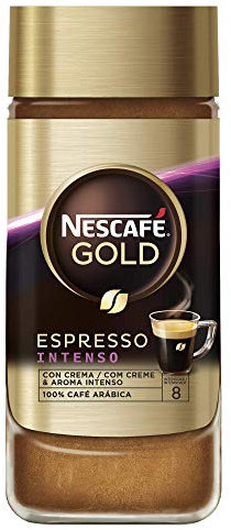 NESCAFÉ GOLD ESPRESSO INTENSO aroma y sabor, café soluble 100% arábica, frasco de cristal 100g