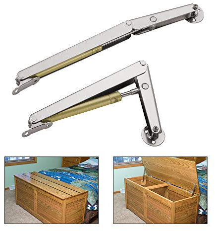 YUMORE Gas Struts 100N/22LB Heavy Duty Support Hinges Automatic Slow Lowering Safety Pneumatic for Cabinets Wooden Box Toy Chest
