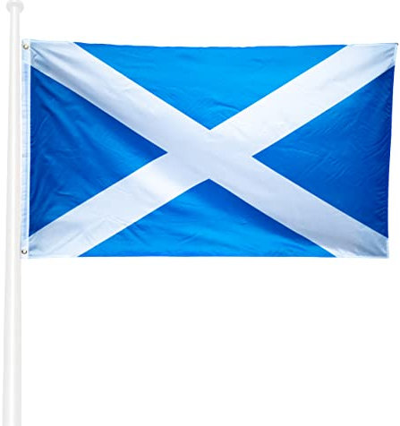 KliKil Bandiera Scozzese 90x150 cm - Tessuto da esterno resistente alle intemperie 150x90 cm con 2 occhielli metallici. Scottish Flag giardino decorazioni