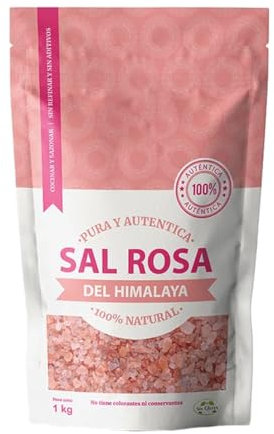 Sal Rosa del Himalaya 100% Natural Sazonar y Cocinar Sin Refinar Sin Aditivos - Sal Rosa del Himalaya Gruesa 1Kg