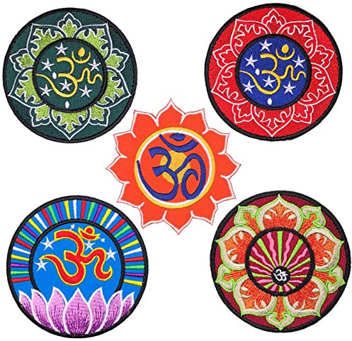 i-Patch - Patches - 0290 - Applikationen - Stickerei - OM - Symbol - Shanti - Lotus - Hindu - Buddha - Yogi Yoga - Liebe - Frieden - Herz - zum Aufbügeln - Aufnäher - Aufbügler - Flicken - Bügelbild