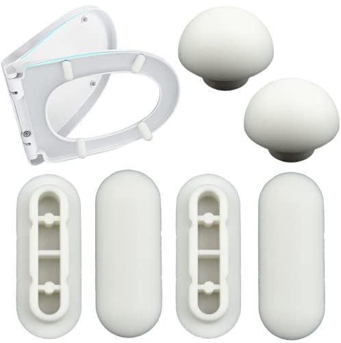 6pcs Toilet WC Seat Buffer Set Toilet Seat Bumper Noise Dampening Bumpers Gasket Toilet Seat Buffer Set Universal Toilet Bumper Replacement Cushioning Pads (White)