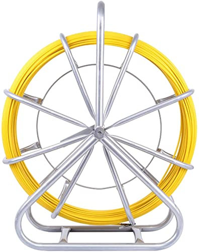 Elfcam Aiguille de Tirage en Fibre de Verre, Ruban à Poisson en Fibre de Verre, Roue en Fer Ruban à Poisson pour FTTx et et Éléctrique, Diamètre 6,0mm (100m)