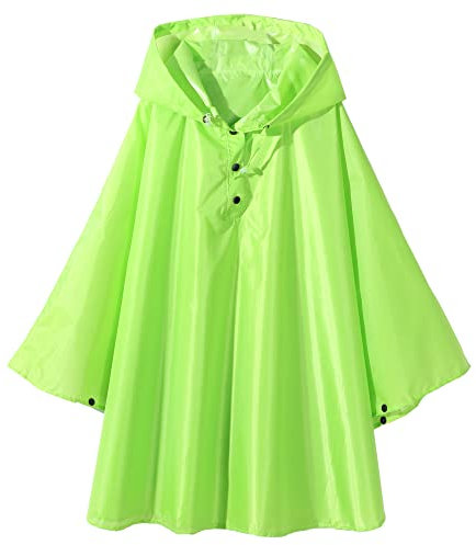 QIKADO Kinder Regen Poncho Wasserdicht & WinddichtGroße Schulranzen als Gürtelpacktasche für Outdoor und Fahrrad Grün L