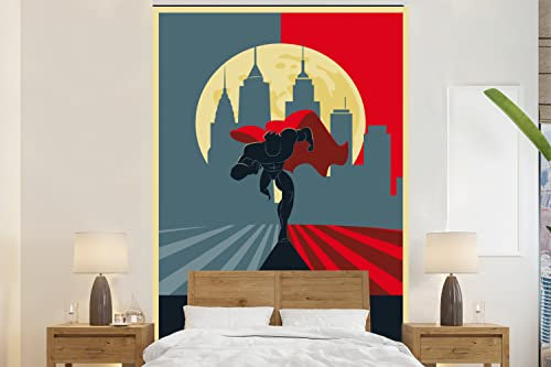 MuchoWow Papier peint Super-héros - Urbain - Lune - Ville Papier peint photo 225x350 cm Papier peint imprimé