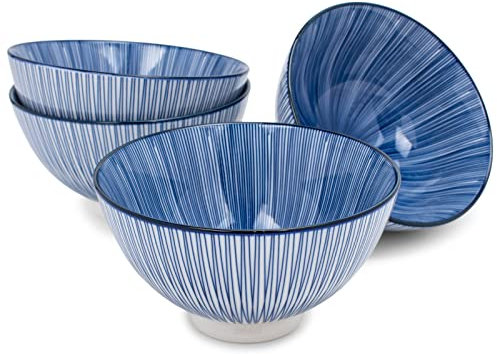 Nat & Jules Delicate Stripes Müslischalen aus Keramik, 510 ml, 4 Stück