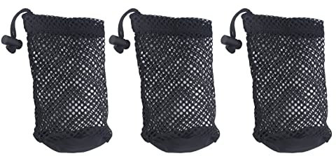 Lot de 3 Sacs de en Maille, Nylon, Noir, Bonnes Caractéristiques, Sac de Balle de en Filet, Organisateur D'accessoires Utilitaires pour 12 à 16 Balles.