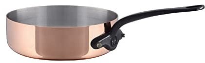 Mauviel M'Heritage M200CI 2mm Polished Copper & Stainless Steel Saute Pan With Cast Iron Handle, 1.9-qt, Made in France