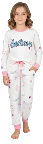 A2Z 4 Kids Girls Pyjamas Traditional PJS Pyjama Set Long Sleeve Top - PJS 174 Believe White 2-3