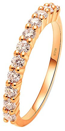 Dsnyu Rose Gold 18K Womens Ring, 0.03ct Moissanite Engagement Rings Rose Gold, Stackable Customized Size Vintage Engagement Ring for Bride