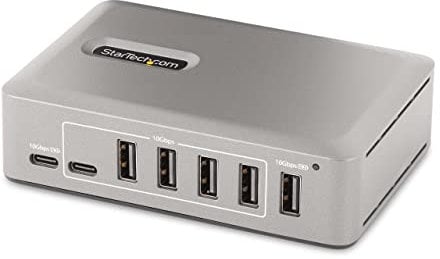 StarTech.com 10-Port USB-C Hub - 8X USB-A/2x USB-C - USB C Verteiler mit 65 W Netzteil - USB 3.1/3.2 Gen 2 10 Gbit/s - Adapter USB C auf USB A - USB Typ C Splitter mit 2X BC 1.2 (10G8A2CS-USB-C-HUB)