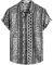 VATPAVE Herren Sommer Tropische Hemden Kurzarm Aloha Hawaii Hemden X-Large Schwarz Grau
