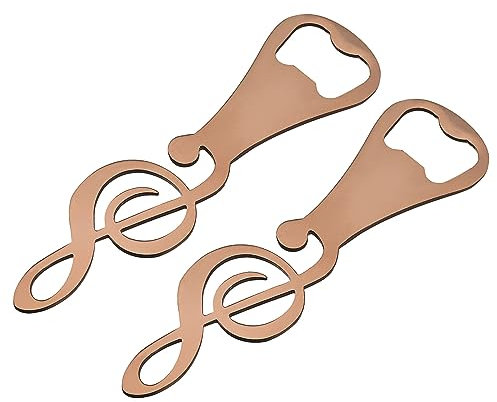 uxcell Bottle Opener, 2pcs - Metal Beer Bottle Opener, Music Note Flat Bottle Openers, Cool Gifts for Music Lovers, Bartender (Rose Gold)
