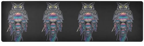 Trivet Kitchen Anti Slip Table Runners, Owl Rainbow Dream Catcher Extra Large Plates Mat for Hot Dishes and Pots, 40 X 12 Farm Decor DIY