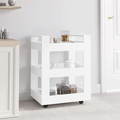 ZEYUAN Carrito de Cocina Madera contrachapada Blanco 60x45x80 cm, Carro De La Compra, Carrito Auxiliar, Almacenaje Cocina, Carro De Herramientas, Utensilios Cocina 816816