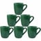superyes Large Ceramic Mugs-Set of 6, 12oz(360ml) Barrel Tulip Shape for Cappuccino Tea, Latte, Cocoa, Easy-Grip Handle, Dishwasher, Microwave Safe, Green