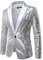 Fulidngzg Glitzer Anzug Herren, Glamour Glanz Silvester Outfit Glitzerjackett Modern Schwarz Sakko Smoking Regular Fit XXXL Sportlich Jacket Pailletten Blazer