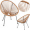 SPRINGOS Acapulco Gartenstuhl Beige 73x40,5x87 cm – Retro-Loungesessel aus PE-Rattan mit Metallrahmen, Wetterfester & Bequemer Sessel für Innen & Außen