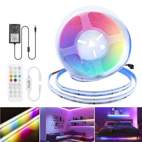 Arotelicht FCOB LED Streifen RGBIC Bluetooth 24V COB 3M Kit Flexible Hohe Dichte LED-Strip SPI WS2811 576LEDs/m IP20 Chasing Farbe Farbwechsel Led Lichtleiste DIY Dekoration mit Controller&Netzteil