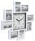 Miraval Design Bilderrahmenuhr Wanduhr mit 8 Bilderrahmen zum Individualisieren 350 mm lautlos kein Ticken Japanisches Quarzuhrwerk (Weiß)