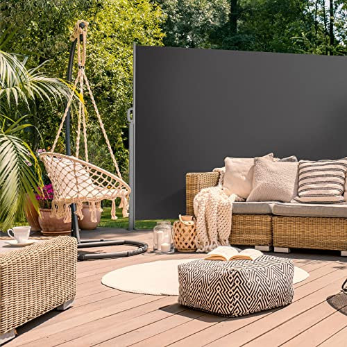 SVITA Seitenmarkise ausziehbar Sichtschutz Balkonmarkise Sichtschutz Sonnenschutz UV50+Terrasse 500x160 Dunkelgrau