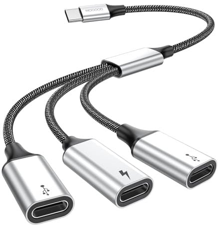 MOGOOD USB C auf USB C Buchse Adapter Y Kabel USB Splitter, USB C Stecker auf 3 USB-C Buchse Kabel Konverter, 3 USB C Ports Ladegerät Hub Netzteil Splitter für Laptop (Nicht für Monitor)