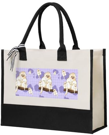 Süßer goldener Affe, großes Fassungsvermögen, wiederverwendbar, Segeltuch, Patchwork, Geschenk-Tragetasche für Camping, Picknick, kreative Geschenke, beige, Einheitsgröße