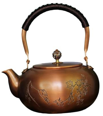 FytStycale Herd Teekanne Kupfer Teekessel Wasserkocher Kaffeekanne für Party kochendes Wasser, Frostblätter