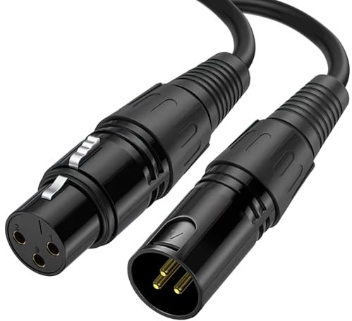 XLR Mic Cable XLR Male to Female Microphone Cable 3 Pin XLR Cable XLR to XLR Cables Stereo Microphone Lead for Camcorders Recorders Mixers Power Amplifier Audio Sound Console Speaker (1M, Black)