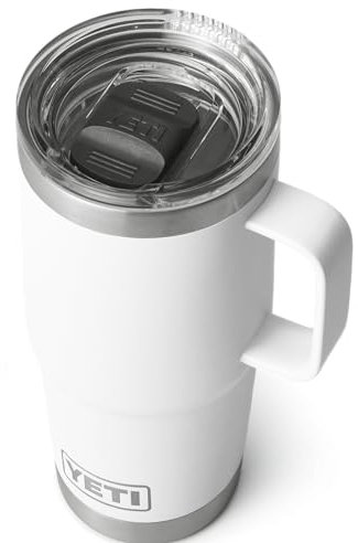 YETI Rambler, Stainless Steel Vacuum Insulated Travel Mug with Stronghold Lid, White, 20 oz (591 ml)