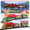 MIJOMA Weihnachtszug 17-teilig: Nostalgische Weihnachtseisenbahn mit Licht & Sound, inkl. Schienen, Tannen & Waggons - Ideal für Weihnachtsdeko & leuchtende Kinderaugen