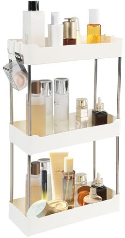 Sinofort Makeup Organiser, 3 Tiers Skincare Cosmetic Organizer, Dressing Table Organiser for Lipsticks, Jewelery, Brush, Vanity Desk, Bedroom (White
