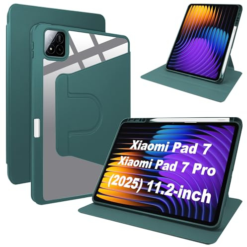 Lemxiee Cover per Xiaomi Pad 8 & 8 Pro & Pad 7 & 7 Pro & POCO Pad X1 11.2 Case per supporto rotante & Slot per penna Custodia in pelle PU + Acrilico trasparente