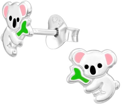 Monkimau Koala Kinder Ohrringe | 925 Silber | Mädchen Ohrstecker Schmuck | Hypoallergen & Nickelfrei | Kinderohrringe Geschenkidee