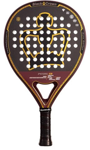 Black Crown - Pala Piton 13, Forma Redonda, Goma SC Black EVA Media, Doble Tubular Carbono 100%, Carbono 3K + Low Density Piton Glas, Control y Potencia, Textura Rugosa Sandspin, Alta Durabilidad