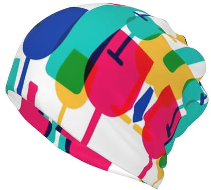 CKGODGF Beanie-Mütze mit Cocktailgläsern und Weinflaschen, Unisex, weich, leicht, warm, stilvoll, doppellagiges Design, Schwarz , S
