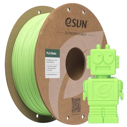 eSUN PLA Basic Filament 1.75mm, Zartes Grün, 1KG | PLA 3D Drucker Filament Maßgenauigkeit +/- 0.03mm, 1KG Spule (2.2 LBS) Super Speedy PLA Filament für 3D Drucker