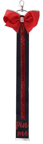 Guqqeuc Pin Me Cheer Ribbon Schlüsselanhänger für Mädchen und Frauen, Glitzer, Cheerleader-Schlüsselanhänger für Rucksack, Tasche, Cheerleader-Geschenke für Cheerleader, rot, S