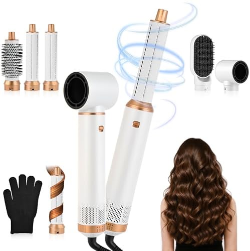 Air styler 5 in 1 Hair Styler 1000W Warmluftbürste Set Haarstyler Rundbürstenföhn, Lockenstab Automatisch, Glätten, Locken,Trockenes Haar